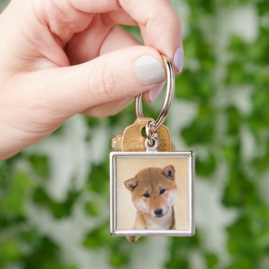 Shiba Inu (rood) schilderen - Oorspronkelijke hond Sleutelhanger (Hand)