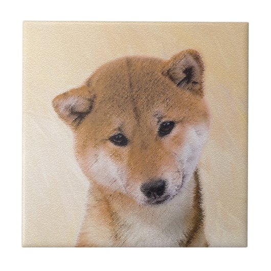Shiba Inu (rood) schilderen - Oorspronkelijke hond Tegeltje (Voorkant)