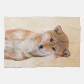 Shiba Inu (rood) schilderen - Oorspronkelijke hond Theedoek (Horizontaal)