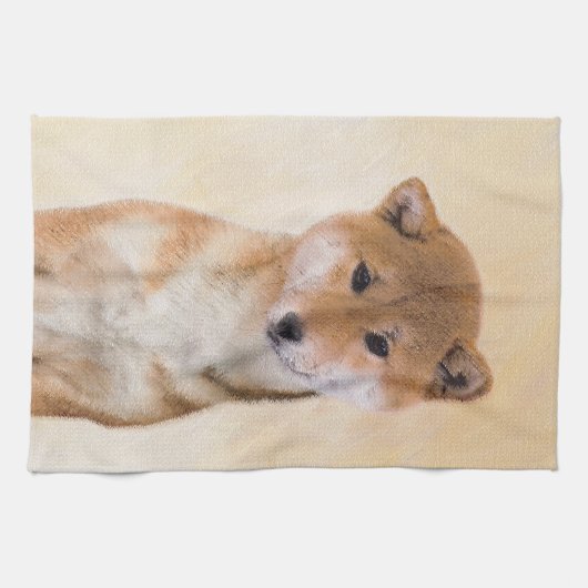 Shiba Inu (rood) schilderen - Oorspronkelijke hond Theedoek (Horizontaal)
