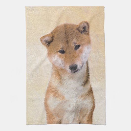Shiba Inu (rood) schilderen - Oorspronkelijke hond Theedoek (Verticaal)