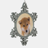 Shiba Inu (rood) schilderen - Oorspronkelijke hond Tin Sneeuwvlok Ornament (Links)