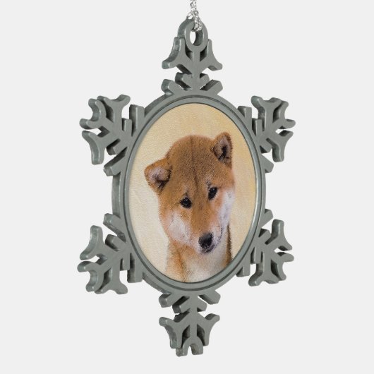 Shiba Inu (rood) schilderen - Oorspronkelijke hond Tin Sneeuwvlok Ornament (Links)