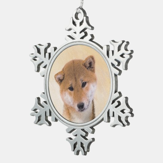 Shiba Inu (rood) schilderen - Oorspronkelijke hond Tin Sneeuwvlok Ornament (Rechts)