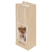 Shiba Inu (rood) schilderen - Oorspronkelijke hond Wijn Cadeautas (Achterkant Gekanteld)