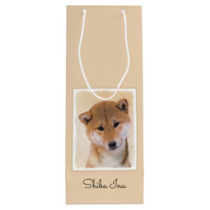 Shiba Inu (rood) schilderen - Oorspronkelijke hond Wijn Cadeautas
