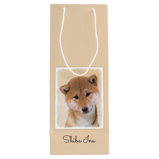 Shiba Inu (rood) schilderen - Oorspronkelijke hond Wijn Cadeautas (Achterkant)