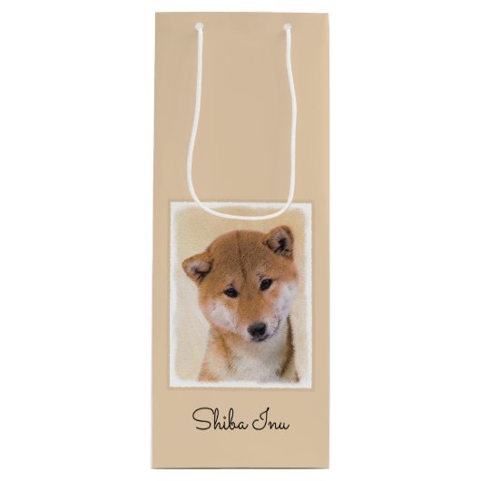 Shiba Inu (rood) schilderen - Oorspronkelijke hond Wijn Cadeautas (Voorkant)