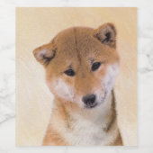 Shiba Inu (rood) schilderen - Oorspronkelijke hond Wijn Etiket (Enkel label)