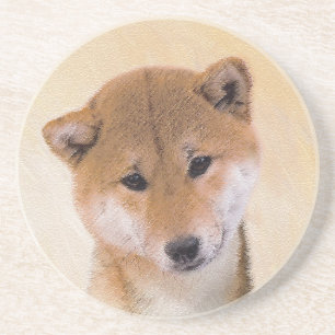 Shiba Inu (rood) schilderen - Oorspronkelijke hond Zandsteen Onderzetter