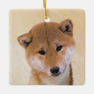 Shiba Inu (rood) schilderen - Originele Dog Art Keramisch Ornament