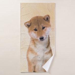 Shiba Inu (Rood) Schilderij - Originele Honden Kun Bad Handdoek