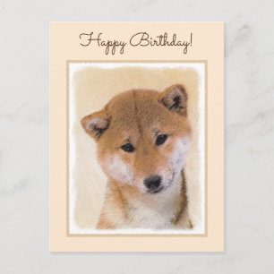 Shiba Inu (Rood) Schilderij - Originele Honden Kun Briefkaart