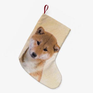 Shiba Inu (Rood) Schilderij - Originele Honden Kun Kleine Kerstsok