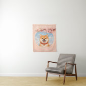Shiba Inu & Sakura Tapestries Wandkleed (In situ)