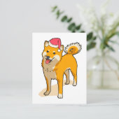 Shiba Inu Santa Claus Dog Kerstmis Briefkaart (Staand voorkant)