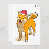 Shiba Inu Santa Claus Dog Kerstmis Briefkaart (Voorkant / Achterkant)