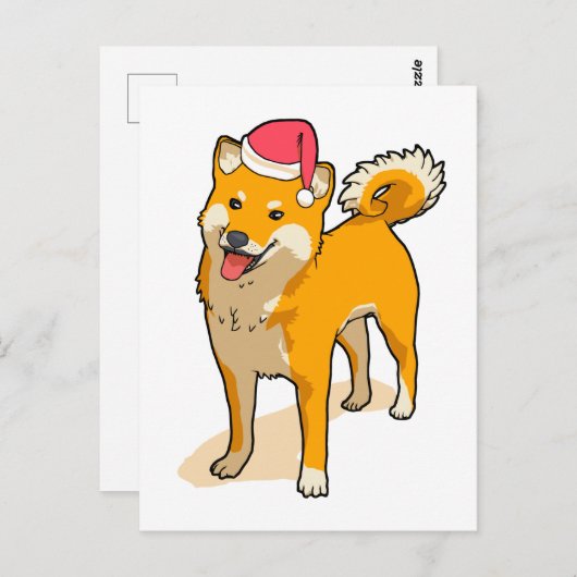 Shiba Inu Santa Claus Dog Kerstmis Briefkaart (Voorkant / Achterkant)