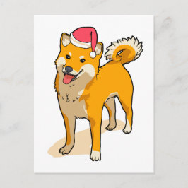 Shiba Inu Santa Claus Dog Kerstmis Briefkaart