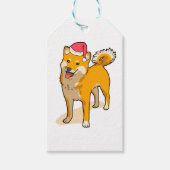 Shiba Inu Santa Claus Dog Kerstmis Cadeaulabel (Voorkant)