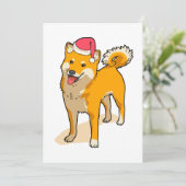 Shiba Inu Santa Claus Dog Kerstmis Feestdagenkaart (Staand voorkant)