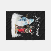 Shiba Inu Santa Dog Kerstmis Snowman Xmas Pajama Fleece Deken (Voorkant (Horizontaal))