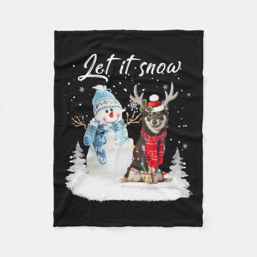 Shiba Inu Santa Dog Kerstmis Snowman Xmas Pajama Fleece Deken (Voorkant)