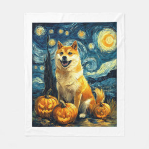 Shiba Inu Schattige Hond Halloween Jack O Lantern Fleece Deken