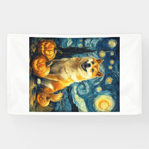 Shiba Inu Schattige Hond Halloween Jack O Lantern Spandoek
