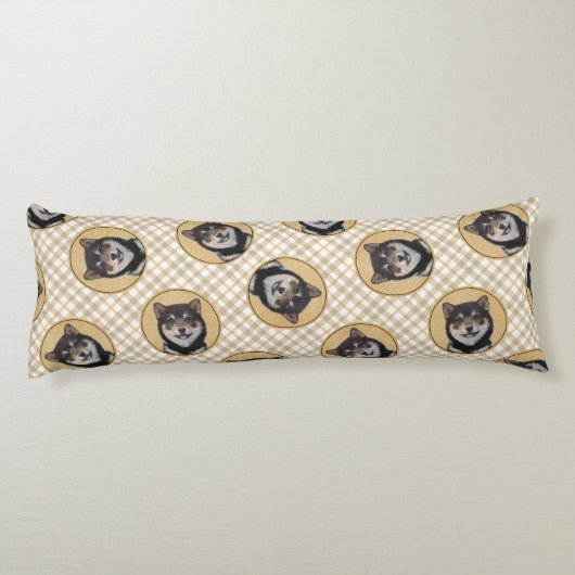 Shiba Inu Schilderen Zwart en Tan Originele Hond A Lichaamskussen (Achterkant)