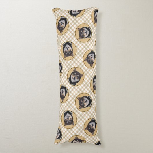 Shiba Inu Schilderen Zwart en Tan Originele Hond A Lichaamskussen (Voorkant Verticaal)