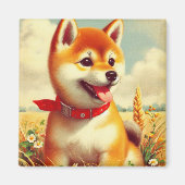  Shiba Inu schilderij Magneet (Voorkant)