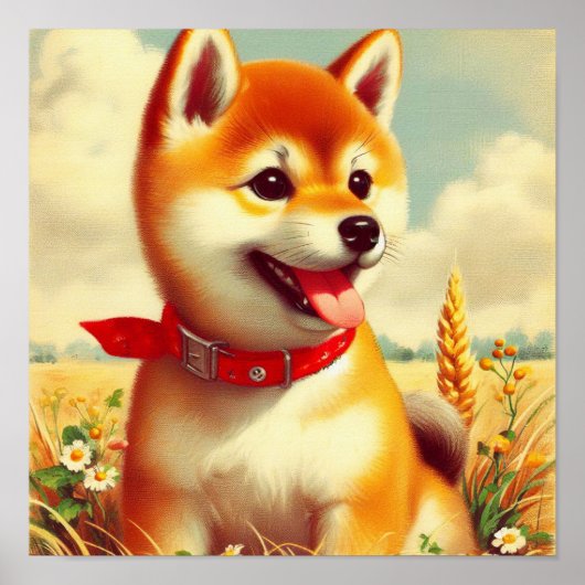  Shiba Inu schilderij Poster (Voorkant)