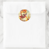  Shiba Inu schilderij Ronde Sticker (Tas)