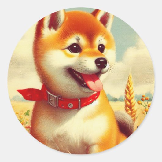  Shiba Inu schilderij Ronde Sticker (Voorkant)