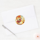  Shiba Inu schilderij Ronde Sticker (Envelop)