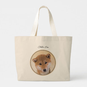 Shiba Inu Schilderij Rood Schattige Originele Pet  Grote Tote Bag