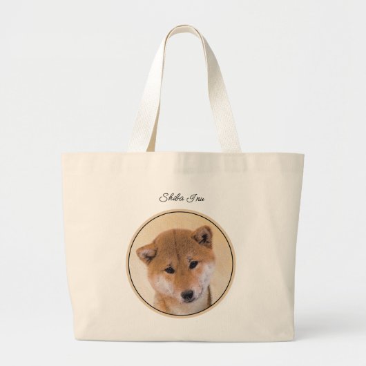 Shiba Inu Schilderij Rood Schattige Originele Pet  Grote Tote Bag (Voorkant)