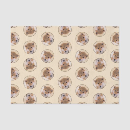 Shiba Inu Schilderij Rood Schattige Originele Pet  Tissuepapier (Voorkant)