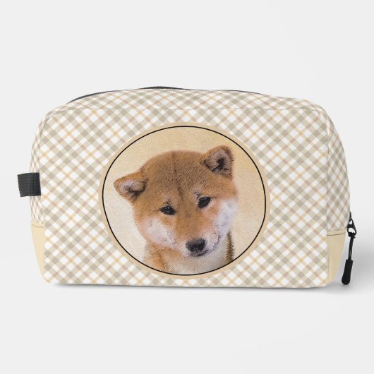 Shiba Inu Schilderij Rood Schattige Originele Pet Toilettasje (Voorkant)