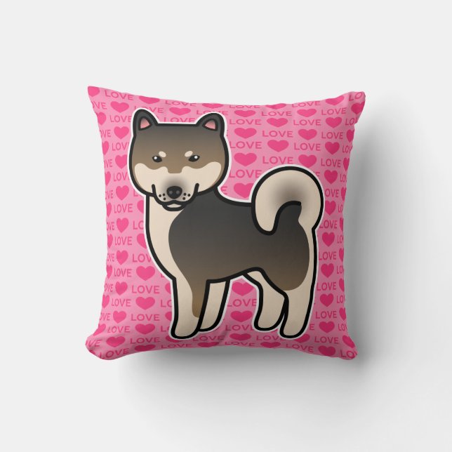 Shiba Inu Sesam Liefde Hartjes Kussen (Voorkant)