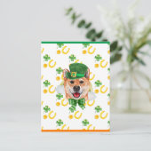 Shiba Inu Shamrock St. Patricks Day Feestdagenkaart (Staand voorkant)
