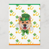 Shiba Inu Shamrock St. Patricks Day Feestdagenkaart (Voorkant)