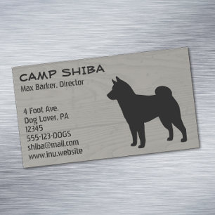 Shiba Inu Silhouet   Hondenras Houtstijl Visitekaartje Magneet