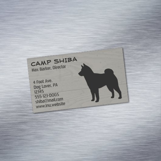 Shiba Inu Silhouette | Hondenras houtstijl Visitekaartje Magneet (Voorbeeld)