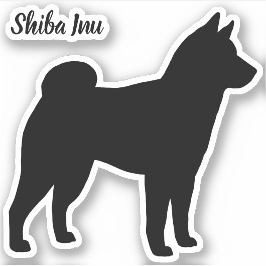 Shiba Inu Silhouette Hondenras Vinyl Sticker (Voorkant)