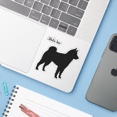Shiba Inu Silhouette Hondenras Vinyl Sticker (Laptop met iPhone)
