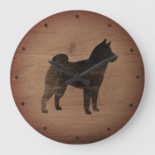 Shiba Inu Silhouette Rustic Grote Klok