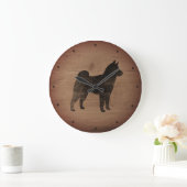 Shiba Inu Silhouette Rustic Grote Klok (Huis)
