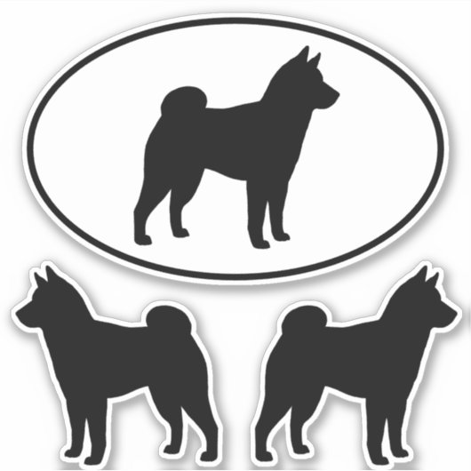Shiba Inu Silhouetten Hondenras Vinyl Sticker Set (Voorkant)